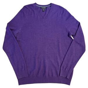 Banana Republic 100% Extra Fine Merino Wool V-Neck Pullover Sweater Purple Large